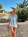 Blouse nouée bleu ciel