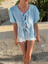 Blouse nouée bleu ciel
