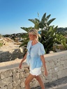 Blouse nouée bleu ciel