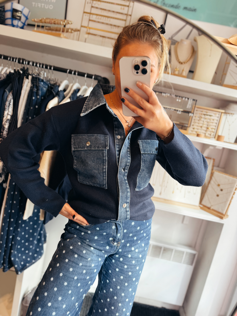 Cardigan Manille bleu 