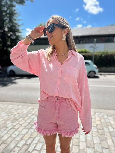 Chemise lin rose